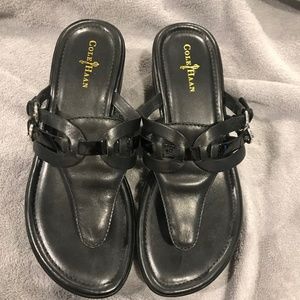 Black leather sandals